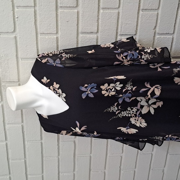 Calvin Klein Black Floral Boho Bell Sleeve Lined Dress. Size 8 NWOT - Picture 4 of 10